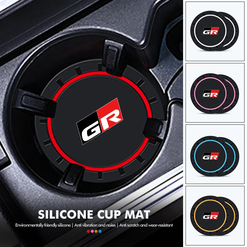 2 pz Gel di Silice Sottobicchiere Per Auto Portabicchieri di Acqua Anti Slip Pad Zerbino Per Toyota GR Sport Gazoo Racing Yaris 86 Corolla Hilux Supra
