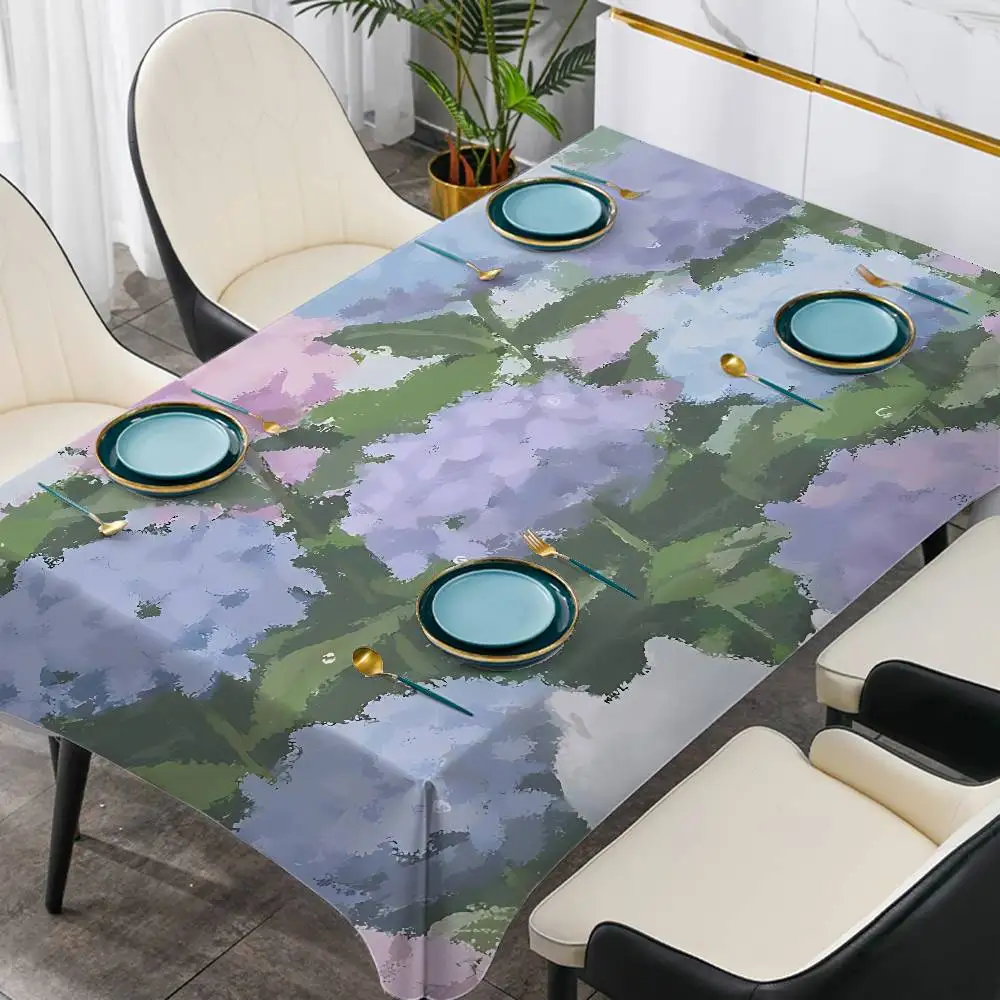Hortensien-Tischdecke, Tischdecke für Küche, Hochzeit, Urlaub, Tischdekoration, Tischdecke, Picknick-Tischdecke im Freien Image