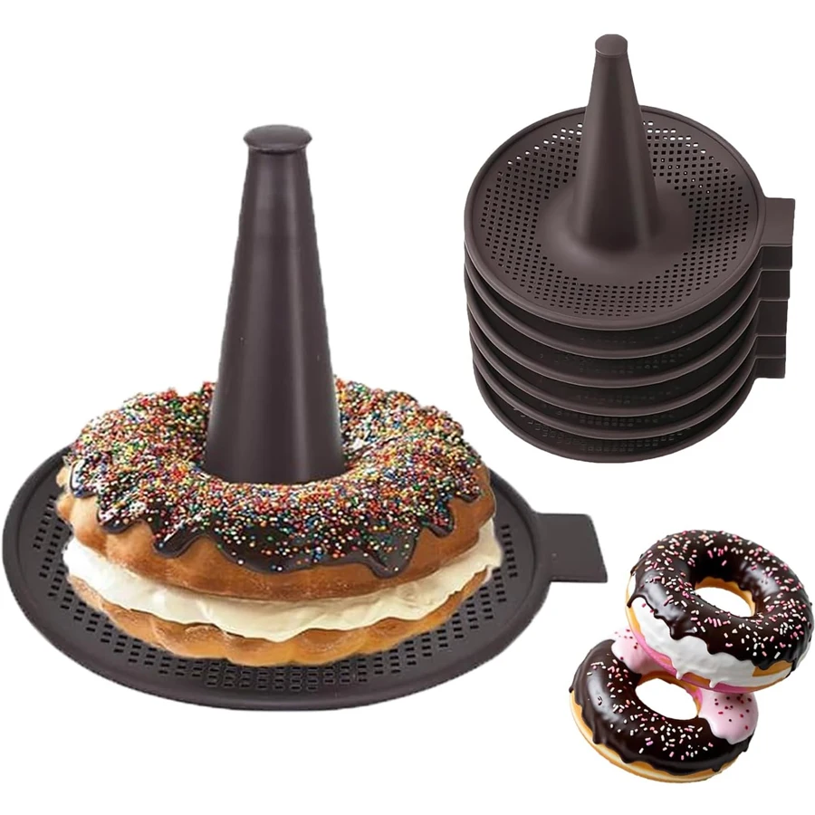 6 Stück Donut Backform Silikon Donut Teller Bagel und Donut Kuchen Teller Gebäckform Image