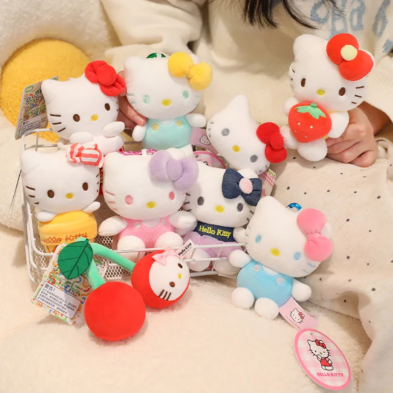 Echter Hello Kitty Plüschanhänger Sanrio Schlüsselanhänger Plüschtier Süße Hello Kitty Gefüllte Puppe Kawaii Tasche Dekor Kindergeburtstagsgeschenk