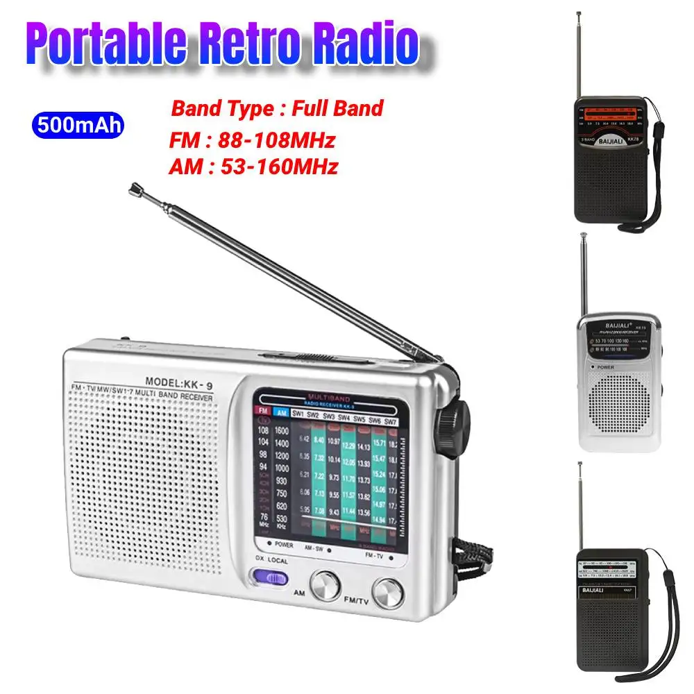Tragbares Retro-Radio mit LCD-Display, Teleskopantenne, 500 mA batteriebetriebener AM/FM/SW-Radioempfänger, eingebauter Lautsprecher für Zuhause Image