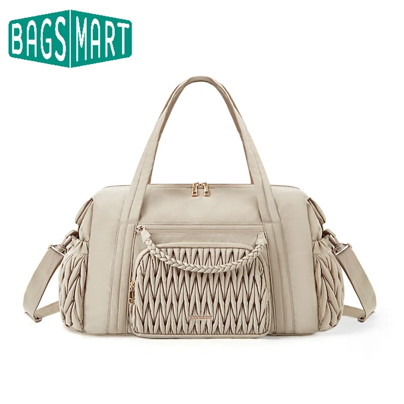 BAGSMART Seesack, gesteppte Weekender-Taschen für Damen, modisches Aufbewahrungszubehör für die Nacht, großes Fassungsvermögen, Reise-Handgepäck Image