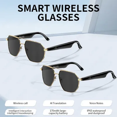2025 Neue Smart-Brille, mehrere Sprachen, Echtzeit-Übersetzung, kabelloser Anruf, Musikwiedergabe, Sonnenbrille, wasserdichte Herren-Smart-Brille Image