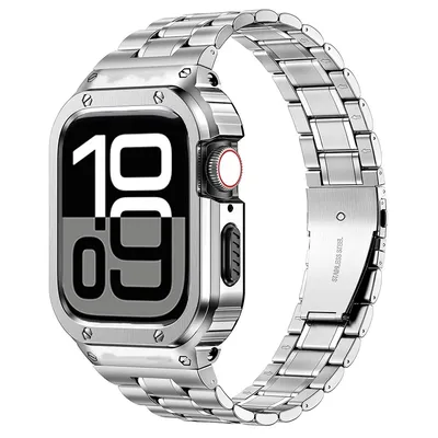 Metal Case Strap For Apple Watch Series 10 9 8 7 SE Band 46mm 45mm 44mm 40mm 41mm Steel Modification Kit For iWatch Ultra 2 49mm