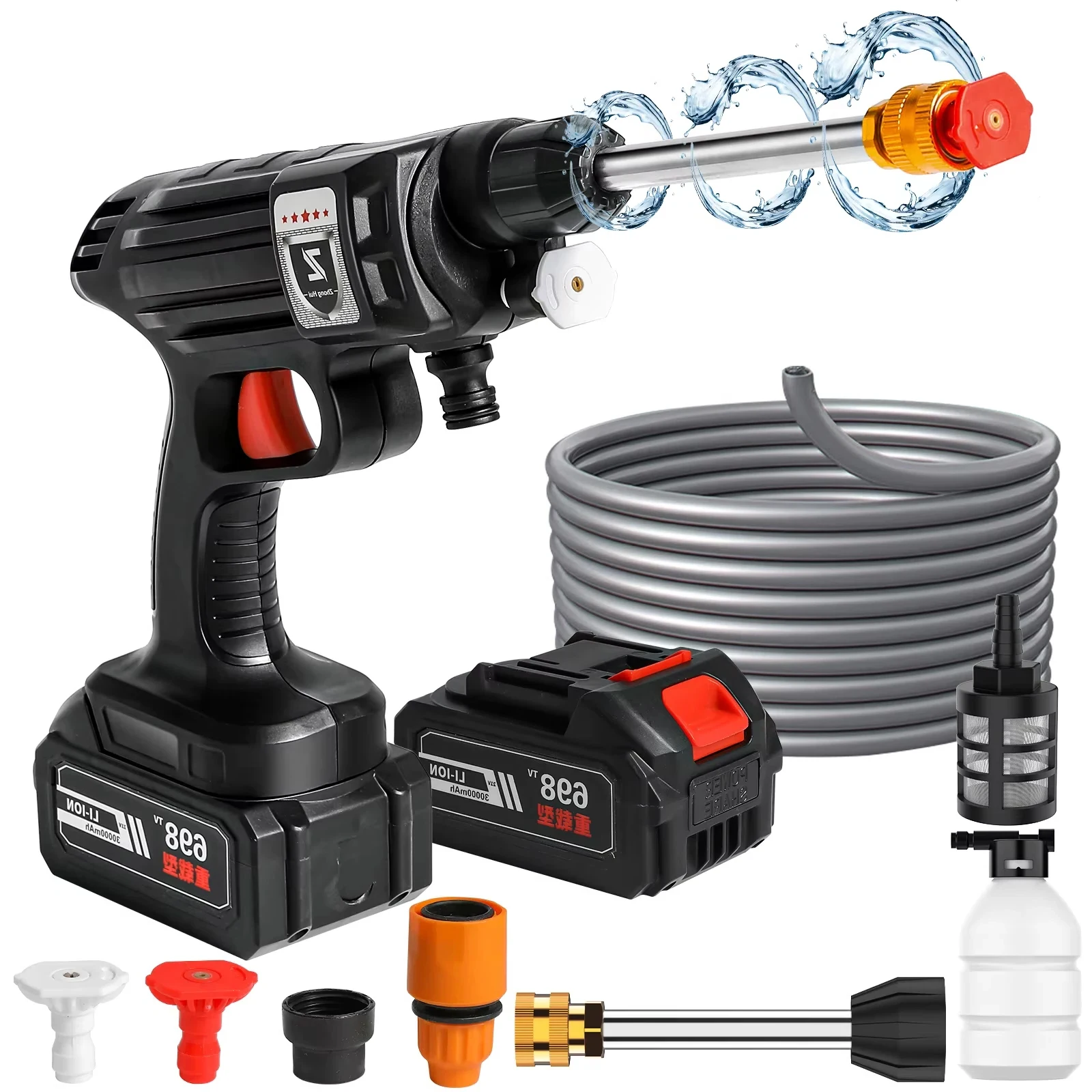 1500 W 30000 mAh Cordless Hochdruck Waschen Spray Wasser Pistole Auto Waschen Druck Wasser Garten waschmaschine Mit Batterie