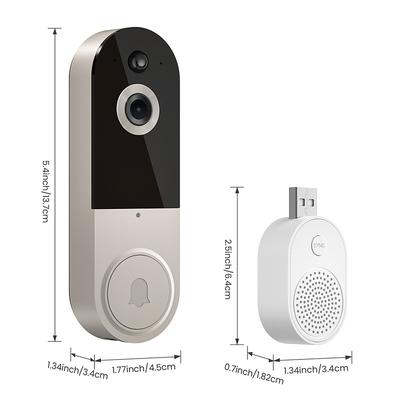 Smart Video Doorbell with Wireless Chime, Night Vision Camera, Two-Way Audio (T50 Beige (Including Dingdong, USB Cable))