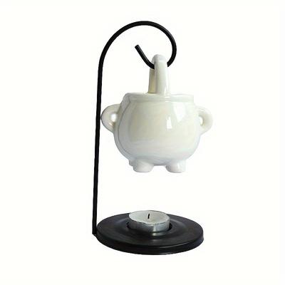 1 Set Black Hanging Pagan Cauldron Oil Burner - Wax Warmer Aroma Diffuser with Handle for Enchanting Home Decor Essential Fragrance Wax Melts
