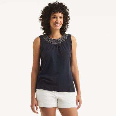 Nautica Women's Smocked Tank Top Navy, M