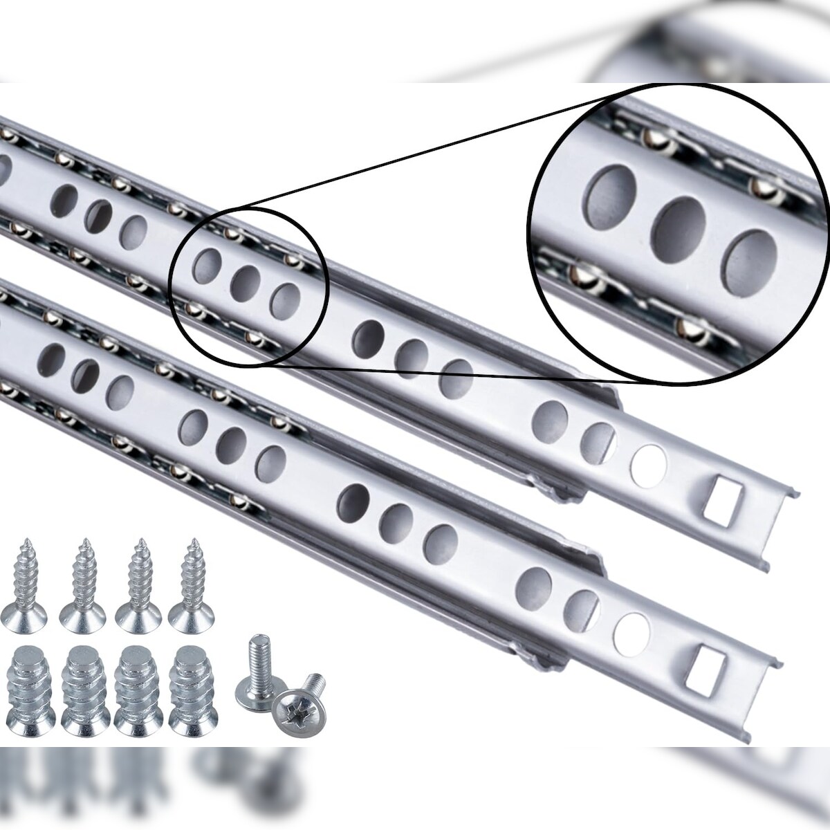 ID Dinkel Schubladenschienen 2 STÜCK Teilauszug Rollenauszug Kugelführung H 17 L 182 mm Image