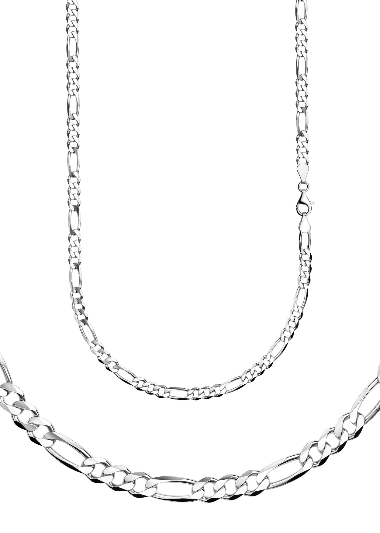 Collierkettchen FIRETTI "Schmuck Geschenk Silber 925 Armband Kette Figarokette diamantiert" Gr. 60, silber (silberfarben), Halsketten, Damen, 60, Silber 925 (Sterlingsilber), B: 4,5mm, Made in Germany, B:4,5mm Image