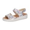 Sandale WALDLÄUFER "H-WILLOW", Damen, Gr. 3,5 (36), hellgrau multicolor, Nubukleder, metallic, klassisch, Schuhe, Sommerschuh, Klettschuh, Bequemschuh, Komfortschuh in H-Weite
