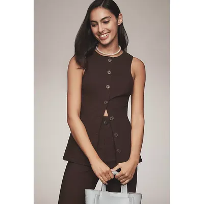 Maeve Pinstripe Cotton Blend Vest