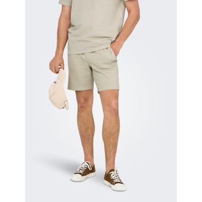 Shorts ONLY & SONS "ONSKIAN LIFE REG SEERSUCKER SHORTS NOOS", Herren, Gr. L, N-Gr, beige (silber lining), Web, Obermaterial: 97% Baumwolle, 3% Elasthan, unifarben, modisch, regular fit, Hosen Image