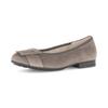 Ballerina GABOR "FLORENZ", Damen, Gr. 43, grau (taupe), Ziegenveloursleder, unifarben, elegant, Schuhe, Businessschuh, Halbschuh, Schlupfschuh in Bequemweite G (= weit)