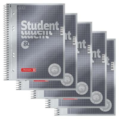Brunnen 5x Collegeblock »Student Premium anthrazit Kleinformat« A5 kariert 5 x 5 mm Image