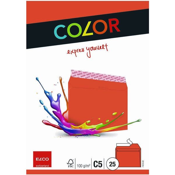 ELCO Briefumschläge Color DIN C5 ohne Fenster 25 Stück orange, 16.2x22.9 cm