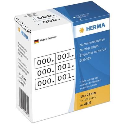 Herma Nummernetiketten »Zahlen dreifach« 22 x 10 mm 3x 1000 Stück weiß Image
