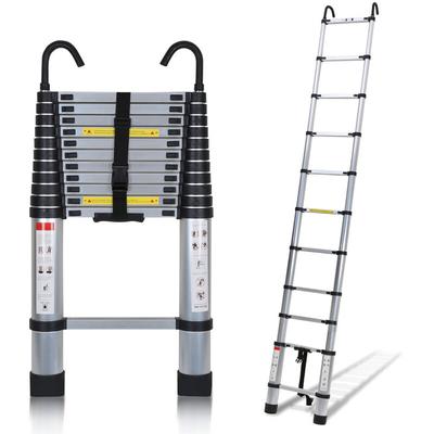 Swanew - Teleskopleiter Ausziehleiter Klappleiter Stabil Aluminium Stehleiter bis 150kg 3,2m Silber Image