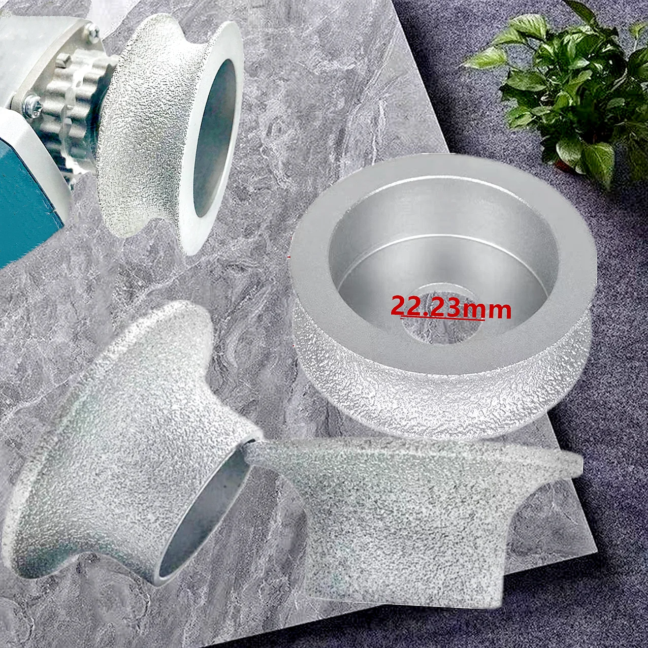 3 Zoll/74 mm 22,23 mm 1 STÜCK Diamant-Schleifscheibe vakuumgelötete Demi-Bullnose-Kantenprofildurchmesser Schleifscheibe Diamantscheibe Image