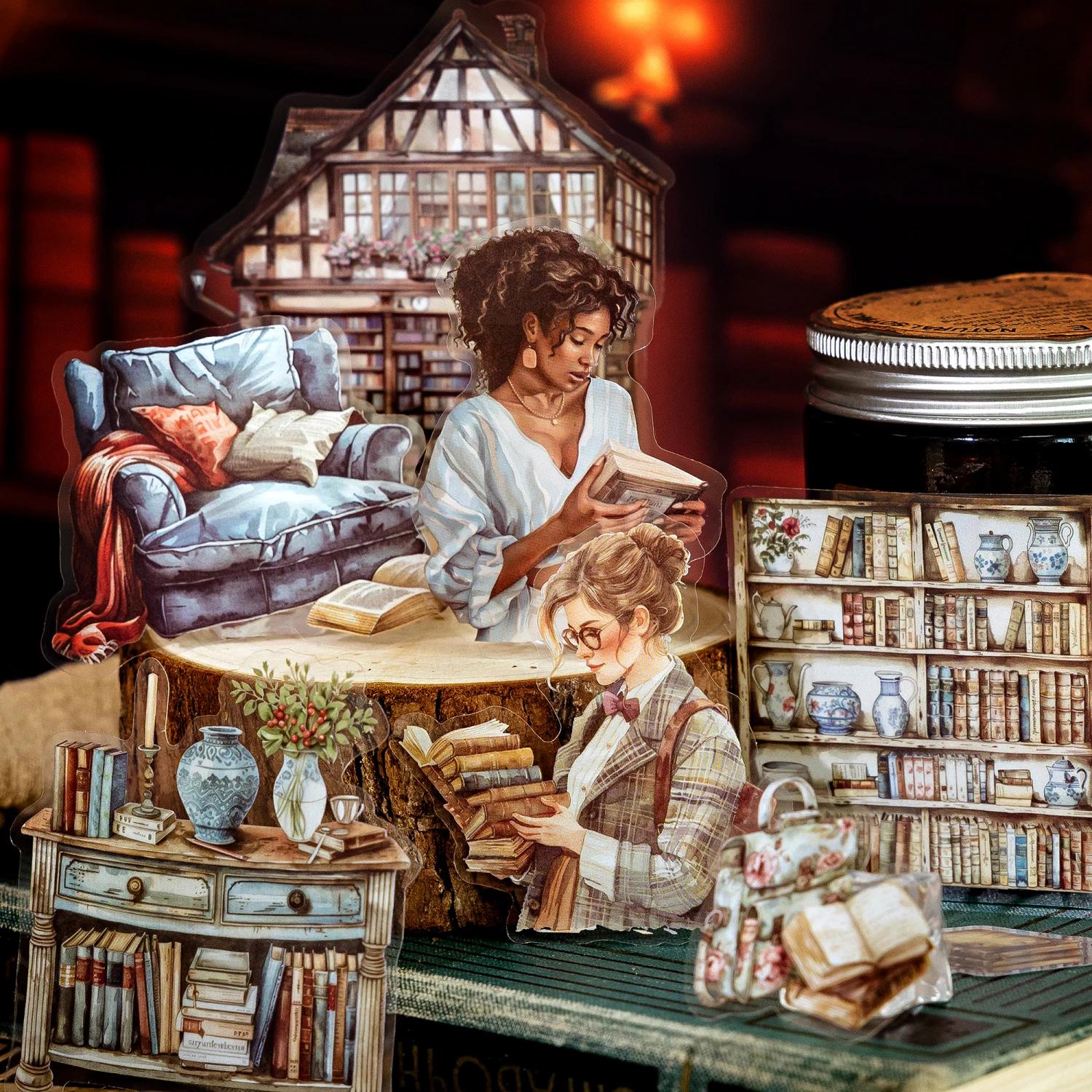 30 Stück Retro-Charakter-Leben-Thema-Aufkleber, DIY-Collage, dekoratives Papier, Scrapbooking-Material, handgefertigt, Junk Journal Supplies Image