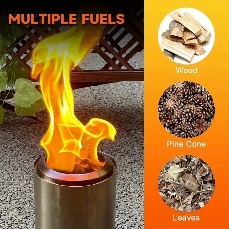 Rauchfreie Tisch-Feuerstelle, tragbarer Mini-Edelstahlofen, Holzofen oder Pellet, angetriebenes tragbares Lagerfeuer für Outdoor-Campi Image