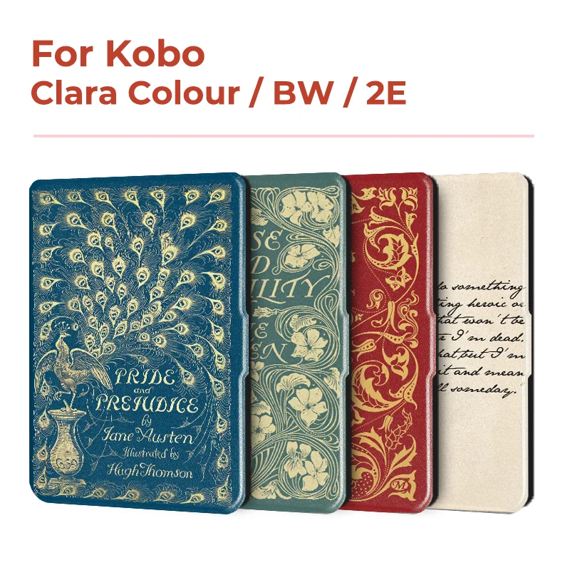 Twosheep 6-Zoll-Hülle für Kobo Clara BW Clara Color Clara 2E TPU Magnetic Flip Auto Wake Sleep TPU Soft Cover Vintage Book Style