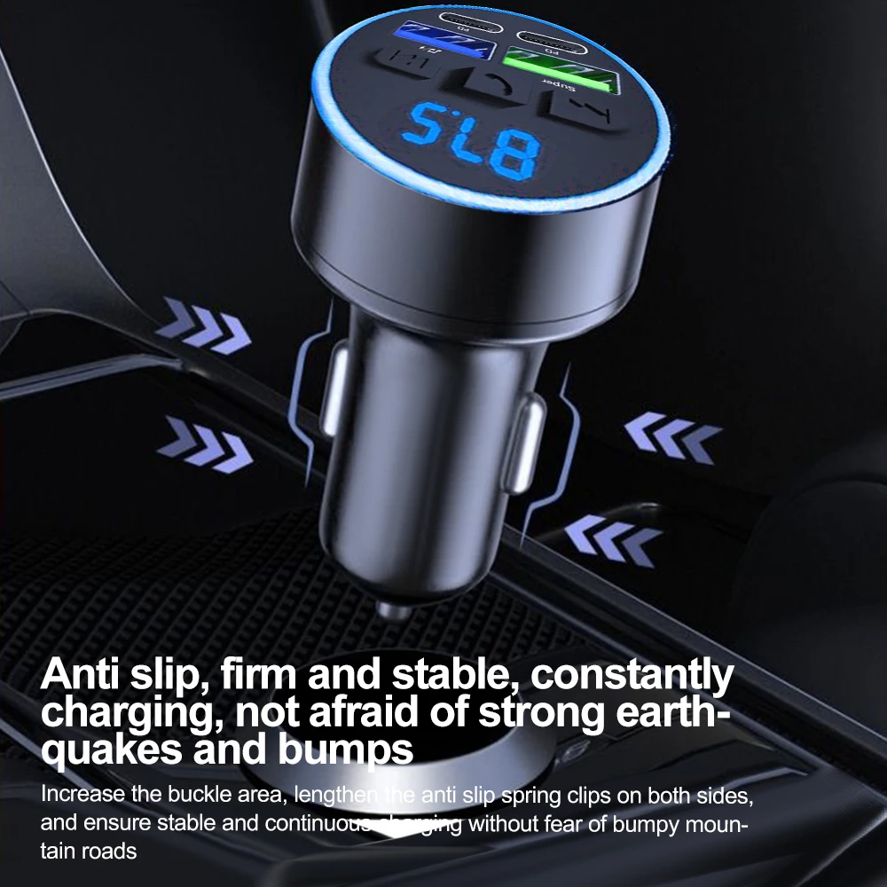 Bluetooth 5.0 FM-Transmitter Autotelefon-Ladegerät MP3-Musik-Player Auto USB Zigarettenanzünder Autoladegerät PD Schnellladung Image