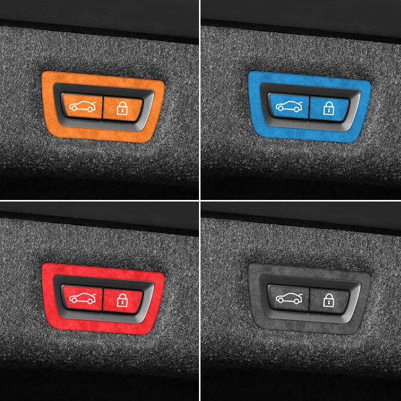Für BMW 5er G30 G38 6GT Kofferraum-Knopf Dekorativer Zierrahmen Aufkleber Innenraum-Tuning-Zubehör aus Alcantara Image