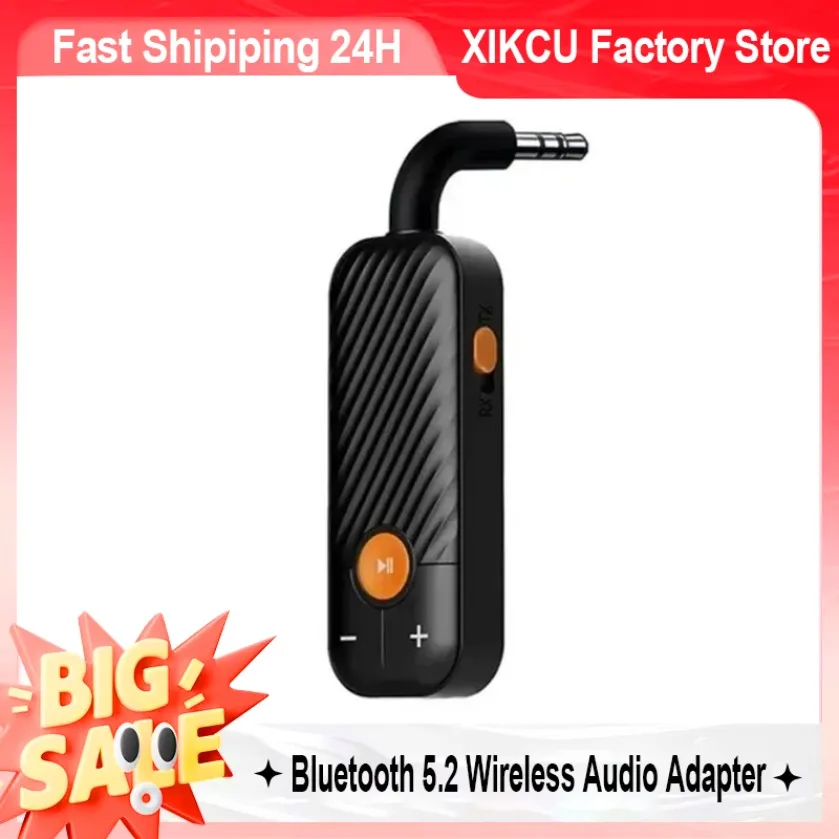 XIKCU Bluetooth 5.2 Empfänger Sender 3,5 AUX mit Autolautsprechern Mikrofon Stereo Musik Wireless Audio Adapter für Kopfhörer PC TV Image