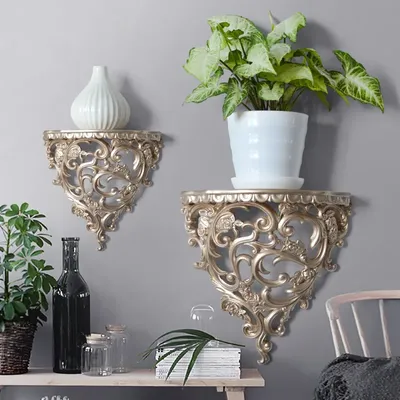 European Hollow Wall Art Shelf Creative Resin Hanging Decor for Home Living Room Decoration