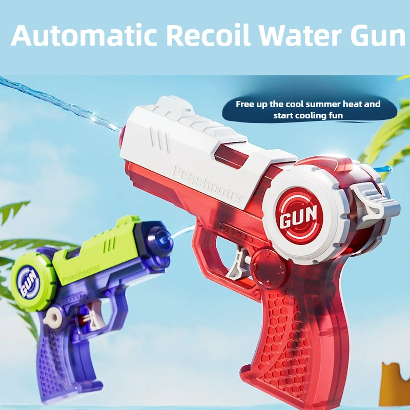 Transparente Kinder-Wasserpistole mit Press-Back Tech, manuelles kontinuierliches Spray für Strand, Pool, Kampf, Sommer, Outdoor, Wasserspielspielzeug, Geschenk