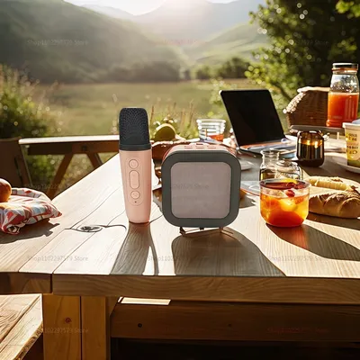 Wireless portable Bluetooth speaker with microphone K12 for home party karaoke home singing multicolor toggle Christmas gifts