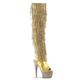 HGMMFZ Womens Platform High Heels Sandals Sexy Ultra Pumps Stiletto Boots Knee Rhinestone Fringe Rear Lace Up Summer Court Shoes For Stripper Party Pole Dancer Stage Model Club 6.69 IN(Gold,4 UK)