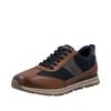 Sneaker RIEKER, Herren, Gr. 47, cognac, dunkelblau, grau, Glattleder, Textil, sportlich, Schuhe, Schnürschuh, Halbschuh, Casual-Sneaker mit gep. Schaftrand