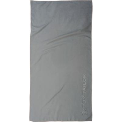 Sporthandtuch TOM TAILOR HOME "Fitnesstuch COLOR BATH", grau (moody grau), B:50cm L:100cm, Microfaser, Mikrofaser, Handtücher (Packung), Logo Prägung, Mikrofaser, weich, schnell trocknend