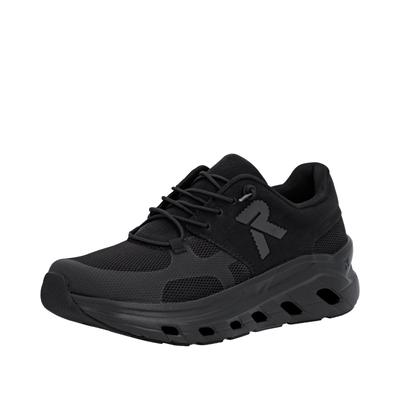 Slip-On Sneaker RIEKER SPORT, Herren, Gr. 40, schwarz laufsohle schwarz, Nubuklederimitat, Mesh, sportlich, Schuhe, Freizeitsneaker, Halbschuh, Schlupfschuh mit gepolstertem Schaftrand Image
