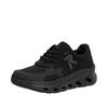 Slip-On Sneaker RIEKER SPORT, Herren, Gr. 48, schwarz laufsohle schwarz, Nubuklederimitat, Mesh, sportlich, Schuhe, Freizeitsneaker, Halbschuh, Schlupfschuh mit gepolstertem Schaftrand