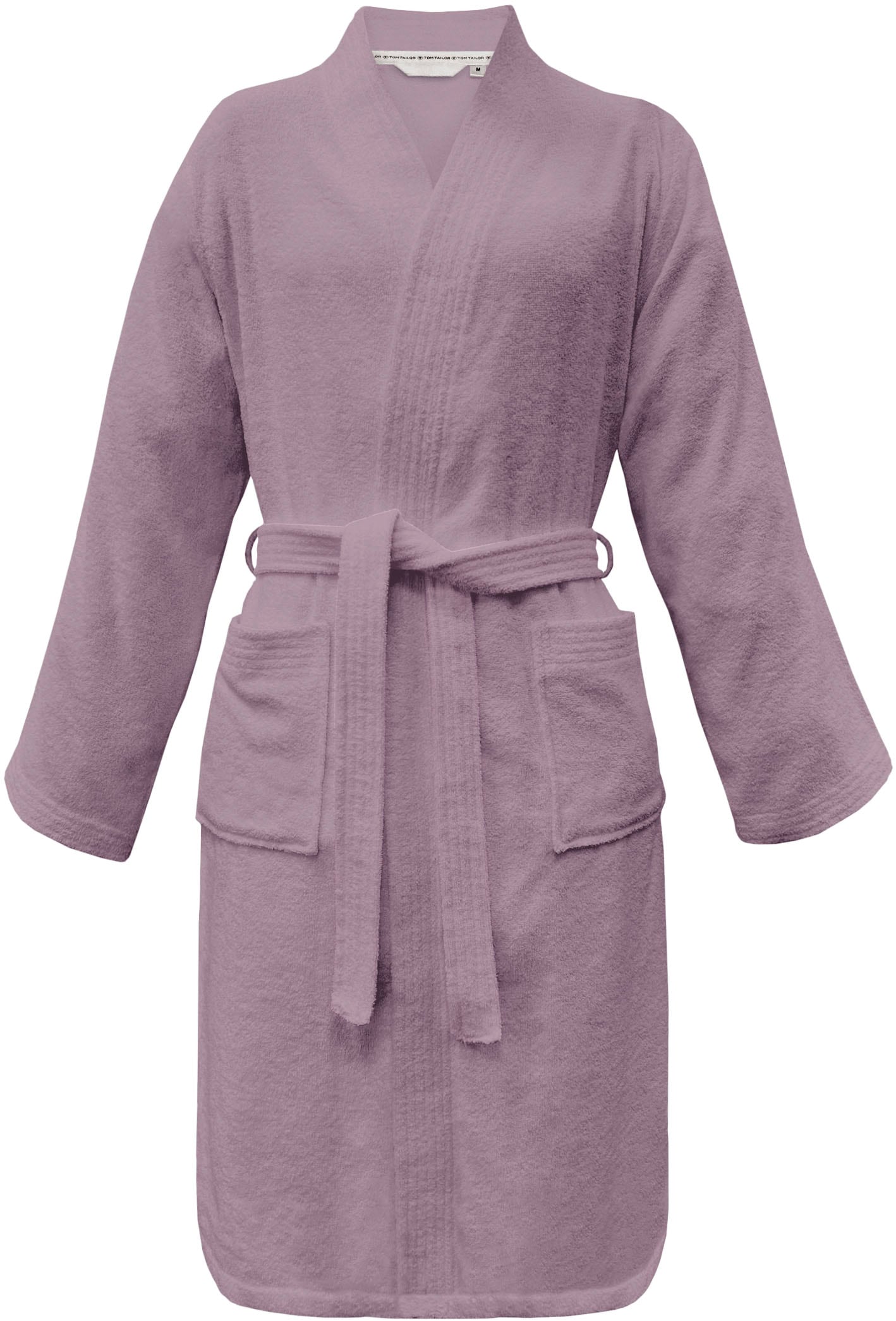 Bademantel TOM TAILOR HOME "Kimono COLOR BATH" Gr. XL, lila (cozy mauve), XL, Frottier, Hausmäntel, Bademantel