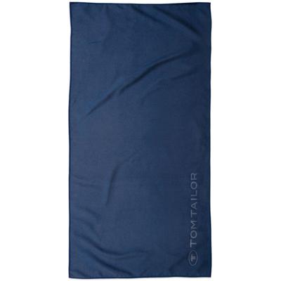 Sporthandtuch TOM TAILOR HOME "Fitnesstuch COLOR BATH", blau (schwarz navy), B:70cm L:140cm, Microfaser, Mikrofaser, Handtücher (Packung), Logo Prägung, Mikrofaser, weich, schnell trocknend