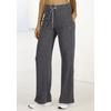 Loungepants FRENCH CONNECTION, Damen, Gr. 48/50, N-Gr, grau (anthrazit meliert), Obermaterial: 78% Polyester, 19% Viskose, 3% Elasthan, meliert, unifarben, modisch, bequem lang, Hosen, in gerippter Strickoptik