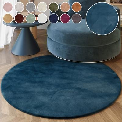 Hochflor-Teppich ESPRIT "Alice ESP-4377 Kunstfell", blau (petrol), H:25mm Ø:150cm, Kunstfaser, Teppiche, Kaninchenfell-Haptik, besonders weich und dicht, für alle Räume Image