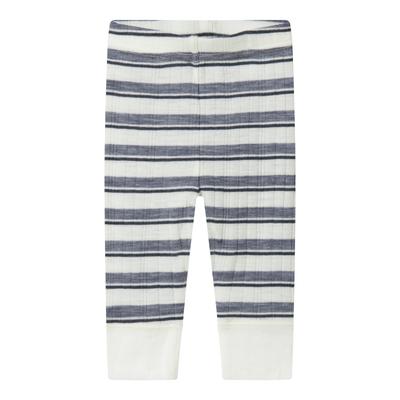 Leggings NAME IT "NBMWANG WOOL NEEDLE LONGJOHN NOOS", Baby, Gr. 56, N-Gr, folkstone gray stripes:snow weiß, Strick, Obermaterial: 100% Wolle, gestreift, casual, regular fit knöchellang, Hosen Image