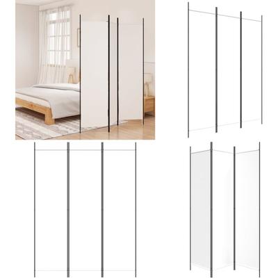 3-tlg. Paravent Weiß 150x200 cm Stoff - Paravent - Raumteiler - Trennwandsystem Image