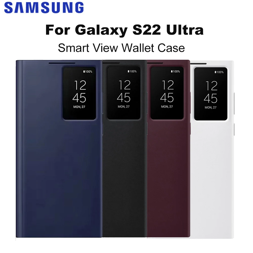Original pour Samsung Galaxy S22 Ultra intelligent clair vue couverture Galaxy S22Ultra s-view Flip Smartphone couverture EF-ZS908
