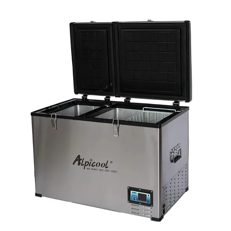 100L elektrische Kühlbox Camping RV Auto Kühlschrank tragbare Gefrierschrank 240 V 12 Volt Metall Auto Kühlschrank mit Kompressor CE-zertifiziert Image