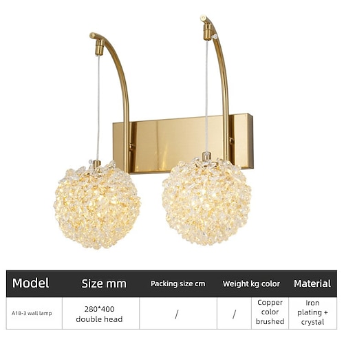 Crustal Wandleuchten, goldfarben, 1/2-flammige Wandleuchte, moderne Wandleuchten, Bauernhaus-Wandleuchten mit klarem Glasschirm, Wandleuchten für Wohnzimmer, Schlafzimmer, Treppe, Badezimmer, Flur, Image