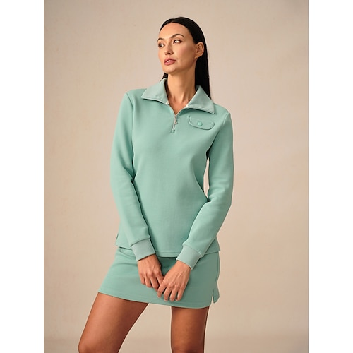 Damen Golf-Pullover Minzgrün Langarm Oberteil Damen-Golfkleidung, Kleidung, Outfits, Kleidung Image