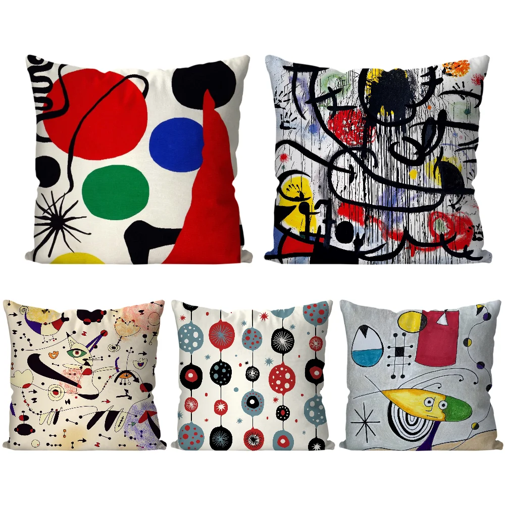 1pc Joan Miros Kunst Malerei Kissen Fall Quadrat Kissen Schlafzimmer Sofa Freizeit Komfort Kissen Auto Wohnzimmer Hause Dekoration 40X40