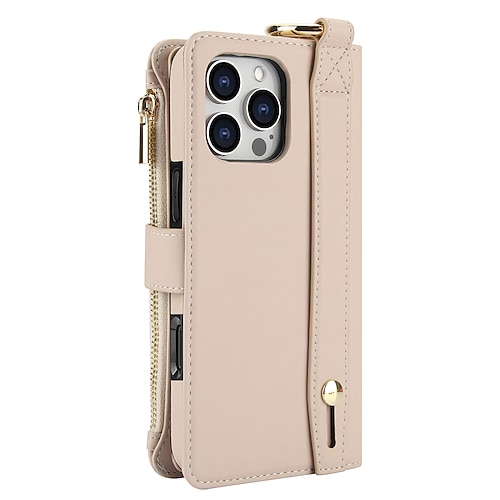 Handy Hülle Handyhüllen Für iPhone 17 Pro Max 17 Air 16 15 14 Pro Max Plus 16e 13 Pro Max Mini Brieftaschenhülle Reisverschluss mit Trageriemen Kartenfach Retro TPU PU-Leder Image