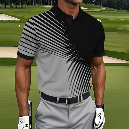 Herren Golf Linie Polo Sport-Poloshirts Kurzarm Polo-Shirts Hemden mit Kragen Lässig Athleisure Knöpfe Sommer Weiß Blau Purpur Image